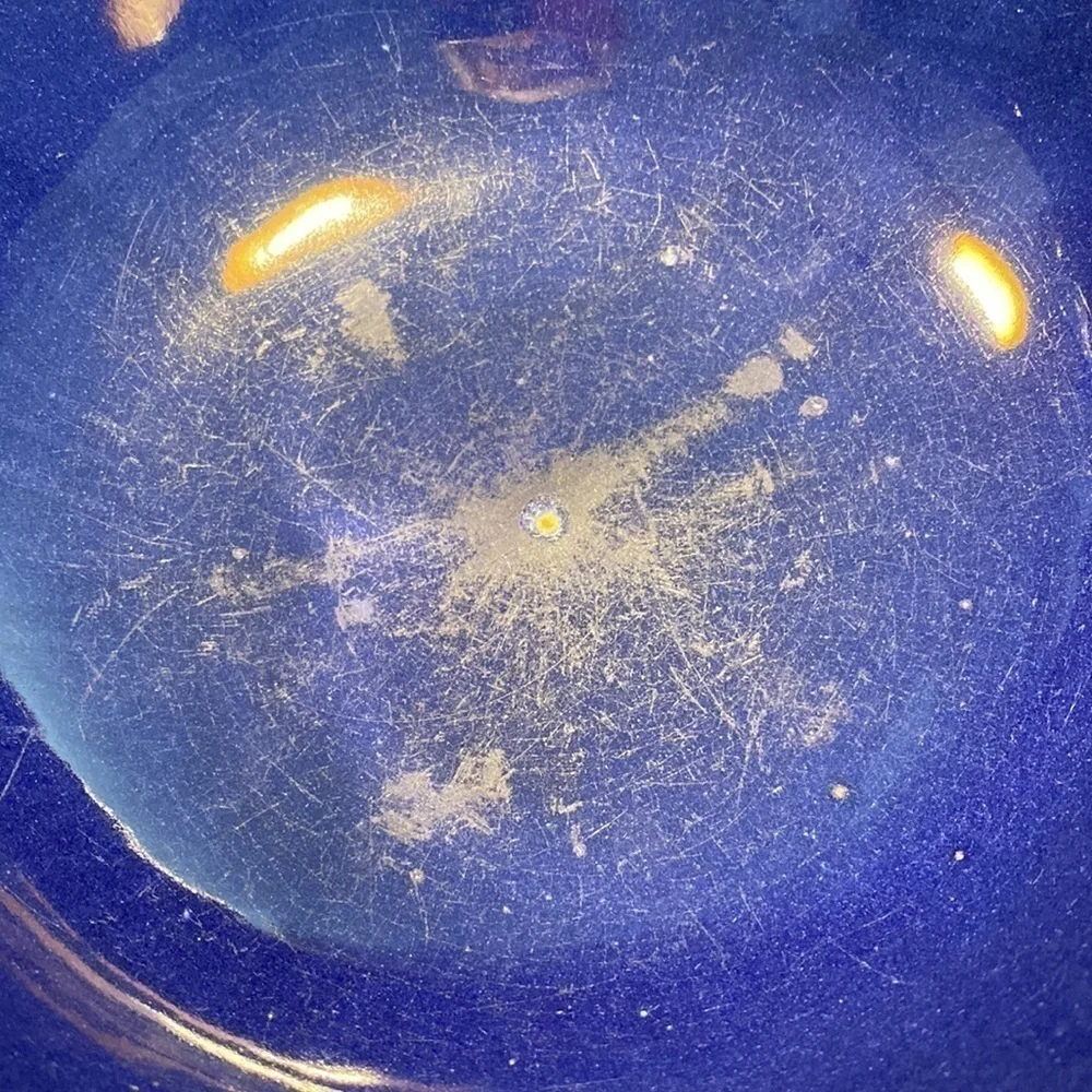 VINTAGE~1970’s~STONEWARE~MEDIUM MIXING BOWL~COBALT BLUE SWIRL~RARE FIND~G22​